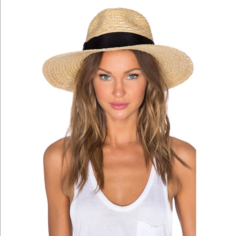 Brixton Natural Straw Wide-Brim Hat with Black Band